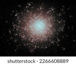 Globular star cluster in our galaxy. Space with millions of stars. Astrophotography of a large constellation.