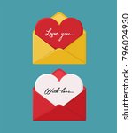 Icon Set Of Love Envelopes With ...