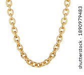 Small photo of 18 Karat Yellow Solid Gold Oval Anchor Link Chain Necklace with Lobster Claw Clasp Isolated on White. Linked-Chain Design Golden Jewellery. Luxury Neck Accessories. Precious Metal Jewelry