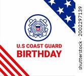 Coast Guard birthday.Design with american flag and patriotic stars, card, banner, background design