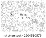 Happy Autumn   Vector Doodle...