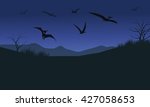 Silhouette Of Many Pterodactyl...