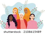 multiethnic group of women.... | Shutterstock .eps vector #2108615489
