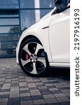 Small photo of Volkswagen Golf GTI Mk7 rims. Kyiv, Ukraine - August 2022.