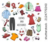 hand drawn icons set of clothes ... | Shutterstock .eps vector #2124770243