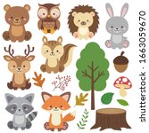 cute woodland animals set and... | Shutterstock .eps vector #1663059670