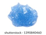 Small photo of Lump of blue slime isolated on white background. Lumpish of blue slime color texture surface