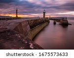 Dusk At Whitby Harbour From The ...