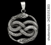 Silver entwined snake pendant....