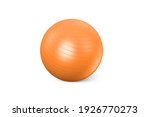 Orange fitness ball isolated on white background. Pilates Blue Ball render. Fitball Model