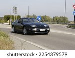 Small photo of Bibbiano-Reggio Emilia Italy - 07 15 2015 : Free rally of vintage cars in the town square Nissan zx 300. High quality photo