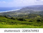 Small photo of View from Cherry Tree Hill to tropical coast of caribbean island Barbados