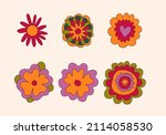 vector set collection of hippie ... | Shutterstock .eps vector #2114058530