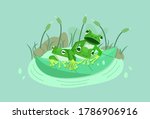 three frogs float on the leaf