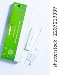 Small photo of COVID test kit,Antigen test kit for home use to detection coronavirus infection. Rapid antigen test. Corona virus diagnosis. Medical device for covid-19 Antigen tes