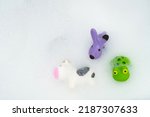 Rubber Toys In Bath Bubbles....