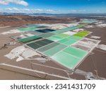 Small photo of Aerial view of lithium fields in the Atacama desert in Chile, South America - a surreal landscape where batteries are born