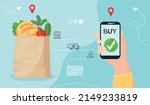 online grocery concept. hand... | Shutterstock .eps vector #2149233819