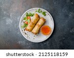 fried Spring Roll with chicken , Vietnamese Food top view