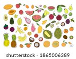 set of tropical fruits. bright... | Shutterstock .eps vector #1865006389
