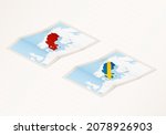 two versions of a folded map of ... | Shutterstock .eps vector #2078926903