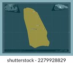Manchester, parish of Jamaica. Solid color shape. Locations and names of major cities of the region. Corner auxiliary location maps