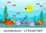 cartoon underwater sea... | Shutterstock .eps vector #1743187469