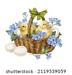 Watercolor Easter Basket With...