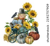 Watercolor Farmhouse Scarecrow...