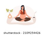 pregnant woman meditating at... | Shutterstock .eps vector #2109254426