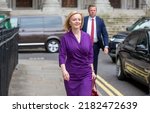 Small photo of London, United Kingdom - July 22 2022: Conservative Party leadership candidate Liz Truss is seen outside her campaign office.