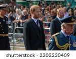 Small photo of London, United Kingdom - September 14 2022: Prince Harry is seen following the coffin Queen Elizabeth II on the Mall on its way from Buckingham Palace to Westminster Hall.