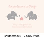 Baby Card. Elephant Family With ...