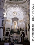 Small photo of Torre di Ruggiero, Vibo Valentia, Italy - August 13 2020: Interior of the Shrine of "Santa Maria delle Grazie"