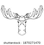 Contour Illustration Of A Moose ...