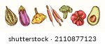 vegetables collection in... | Shutterstock .eps vector #2110877123