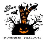 happy halloween. a castle of... | Shutterstock .eps vector #1466869763