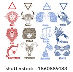 A Set Of Zodiac Signs. T Shirt...