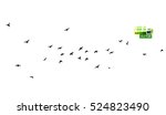 a flock of flying birds. vector | Shutterstock .eps vector #524823490