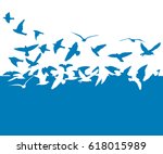 flying birds in the sky. vector | Shutterstock .eps vector #618015989