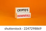 Small photo of Crypto downfall symbol. Concept words Cryptos downfall on wooden blocks. Beautiful orange table orange background. Business and crypto downfall concept. Copy space.