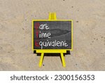 Small photo of PTE Part time equivalent symbol. Concept words PTE Part time equivalent on beautiful black chalk blackboard. Beautiful sand beach background. Business and PTE Part time equivalent concept. Copy space