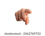 Index finger pointing at you, in front direction isolated on white