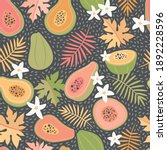 cute  colourful papaya tropical ... | Shutterstock .eps vector #1892228596