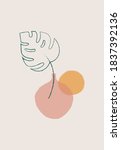 abstract leaf in vase  monstera ... | Shutterstock .eps vector #1837392136