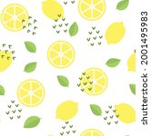 lemon slice seamless pattern.... | Shutterstock .eps vector #2001495983