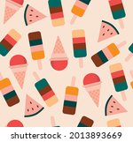  ice cream and watermelon... | Shutterstock .eps vector #2013893669