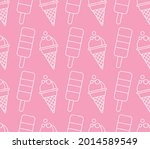 minimal retro ice cream pattern.... | Shutterstock .eps vector #2014589549
