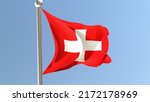 swiss flag on flagpole.... | Shutterstock . vector #2172178969