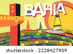 Vector illustration in graphic and geometric style alluding to the city of Salvador, Bahia, Brazil.
